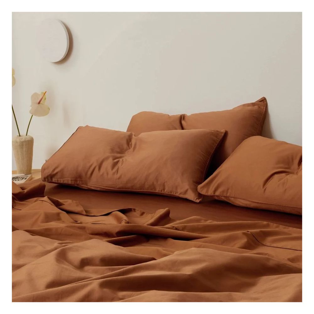 Sábanas 1 plaza terracota 100 % algodón bramante 200 hilos Lima Tienda