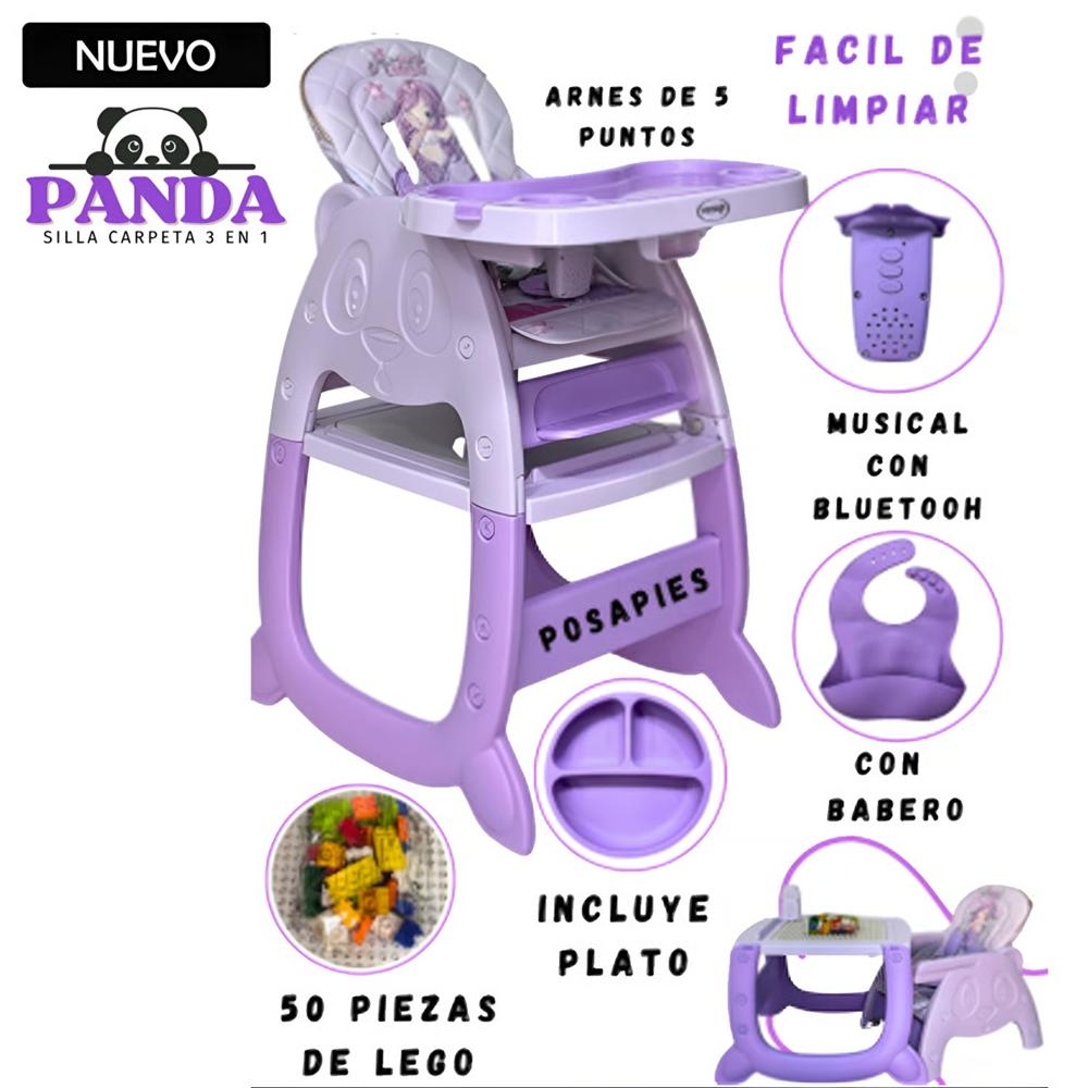Silla de Comer Carpeta Panda Musical 3 en 1 Lila