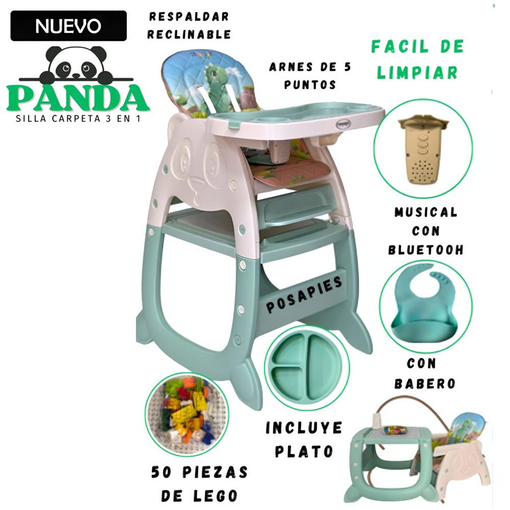 Silla de Comer Carpeta Panda Musical 3 en 1 Verde