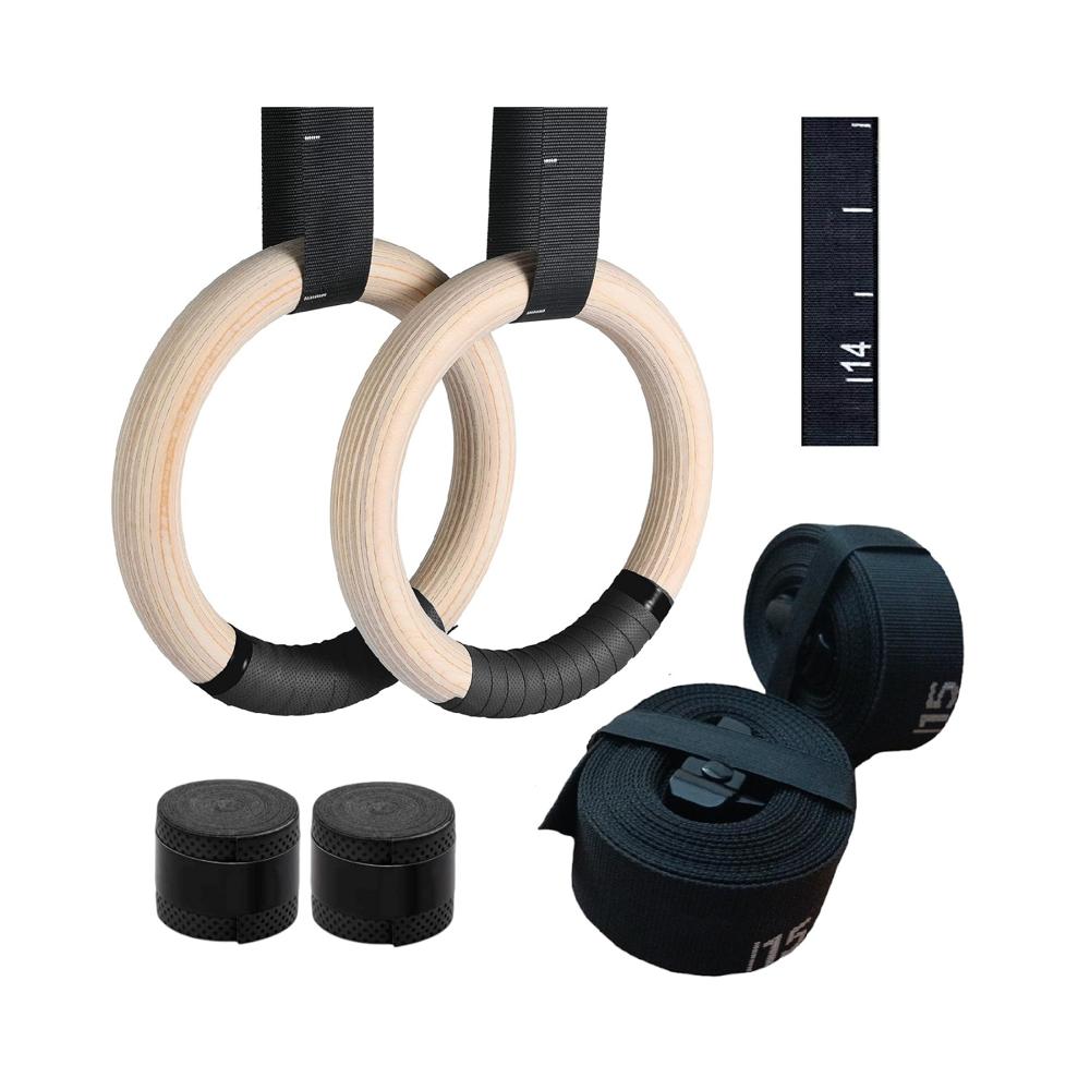 Anillas de Madera 32 Mm Olímpico Correas Enumeradas Gimnasia con Cintas