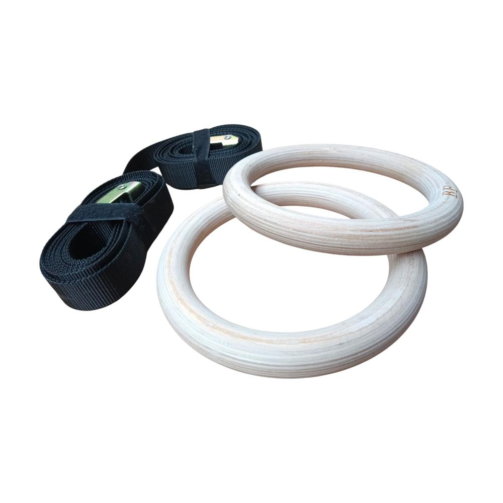 Anillas de Madera Olímpico Gimnasia con Correas