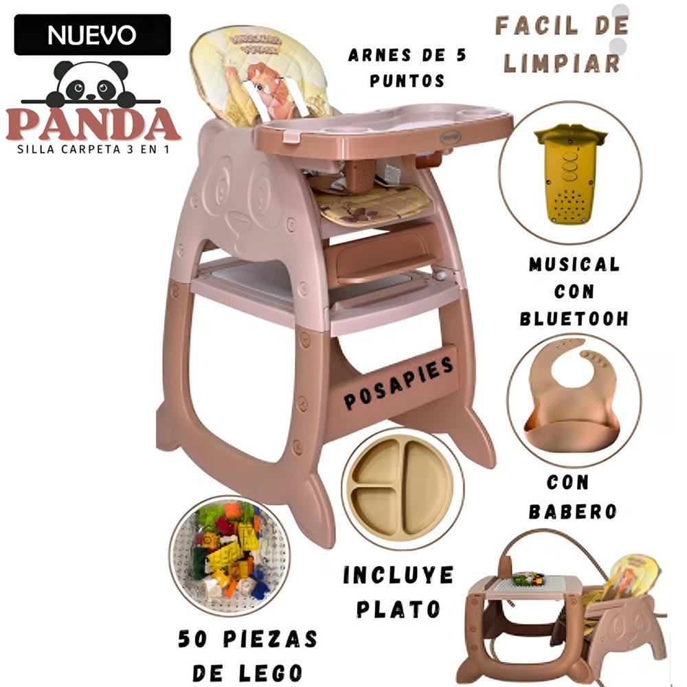Silla de Comer Carpeta Panda Musical 3 en 1 Beige