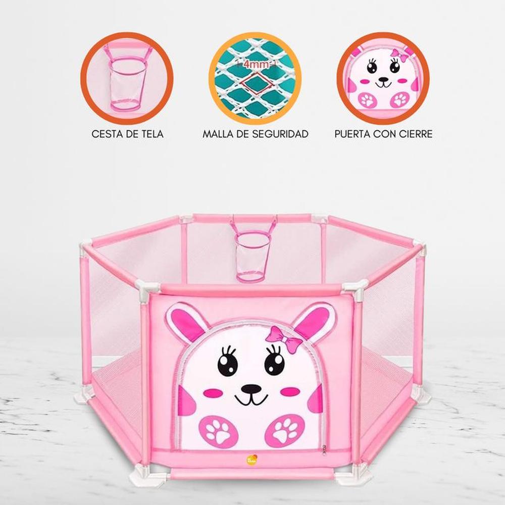 Corral Desarmable con Pelotas para Bebés «FENCE» Pink