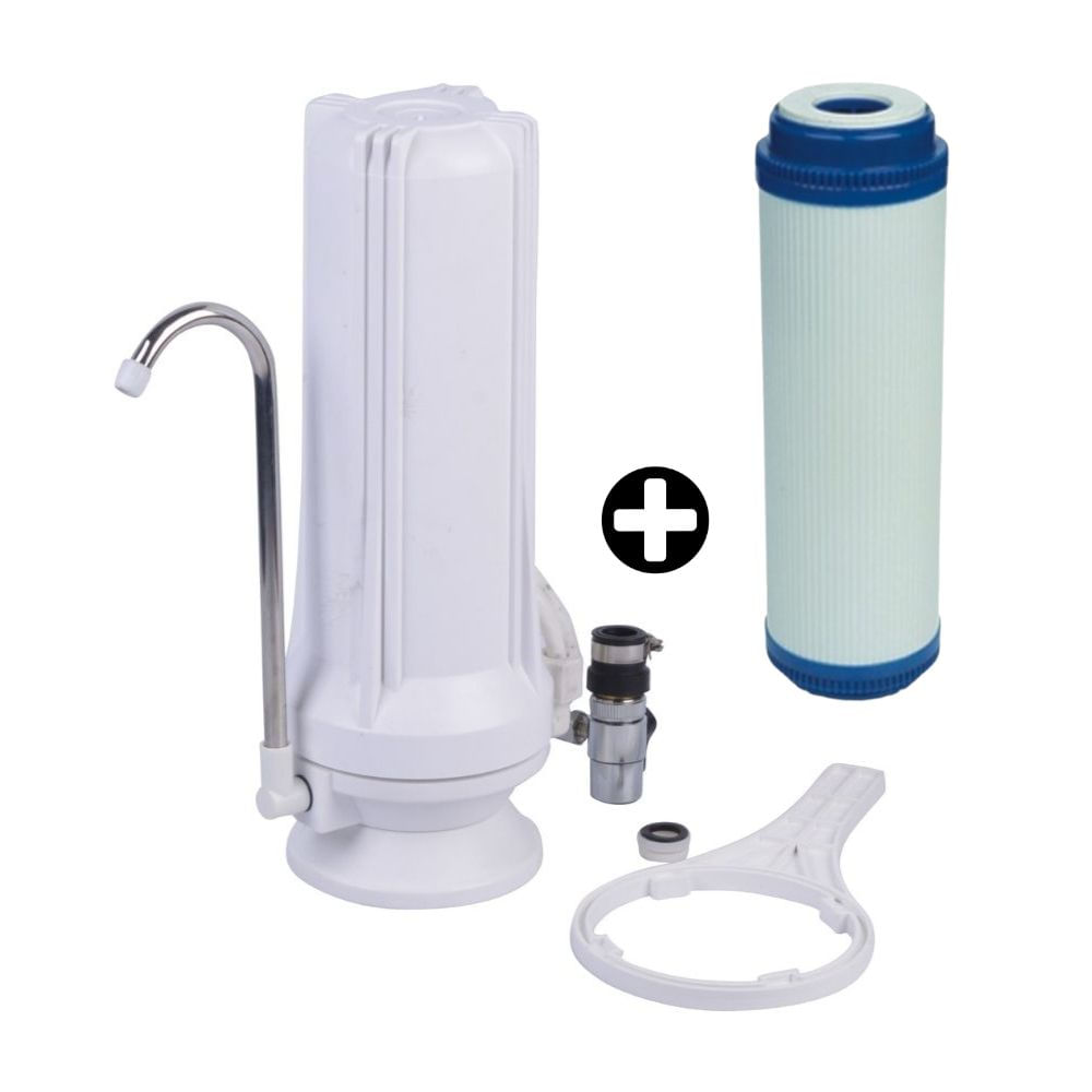 COMBO Agua Vida: Purificador Sobre Lavadero Blanco + Cartucho Repuesto Filtro Carbono Activado