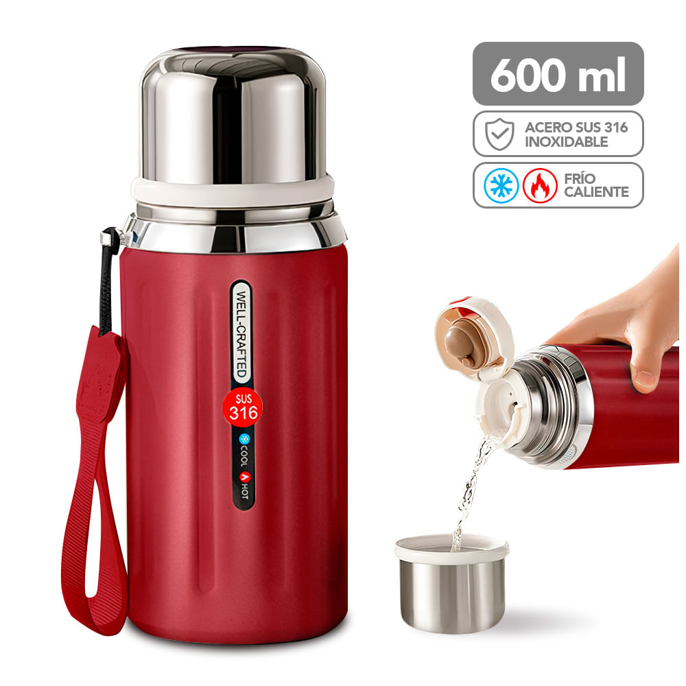 Termo de Acero Inoxidable 600 ML Rojo R08
