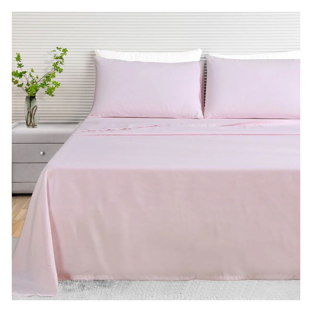 Sábanas 1 plaza rosado 180 hilos 100 % algodón bramante Lima Tienda