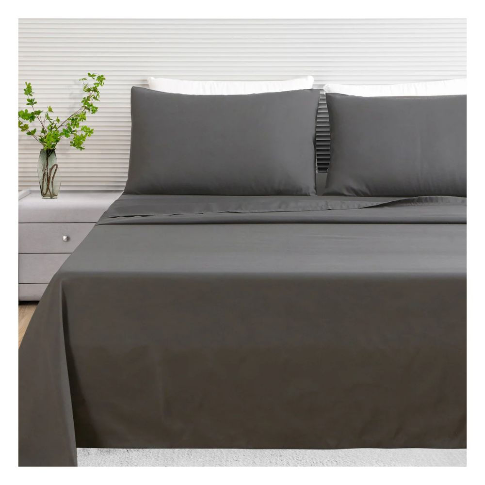Sábanas king gris oscuro 180 hilos 100 % algodón bramante Lima Tienda