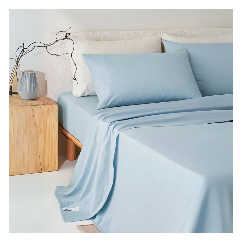 Sábanas king celeste 180 hilos 100 % algodón bramante Lima Tienda