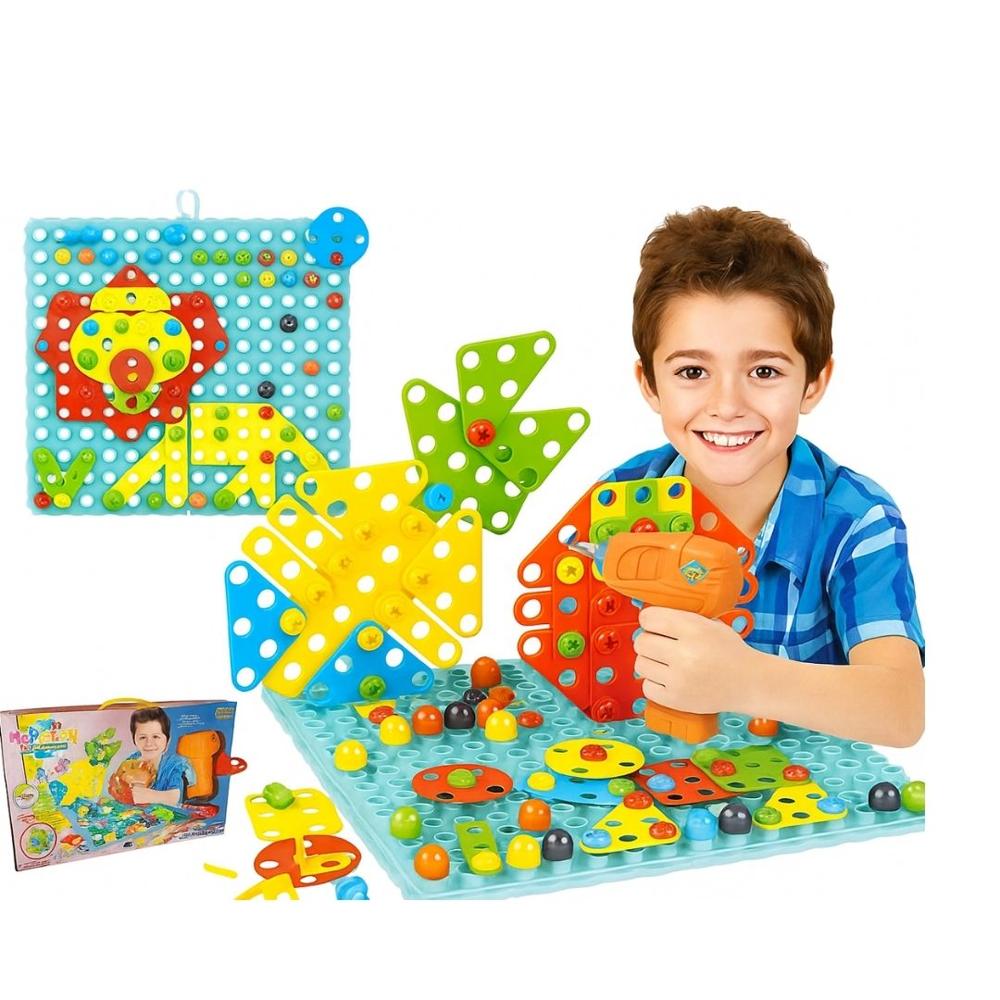 Mosaico Didáctico con Taladro Set de 262 Piezas para Niños
