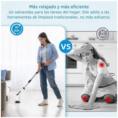 Cepillo Eléctrico Giratorio 9 En 1 Yulado, Con 3 Velocidades Y Pantalla LED, Batería De Carga Rápida, Para Baños Y Cocinas 9 Cabezales Intercambiables Para Baño