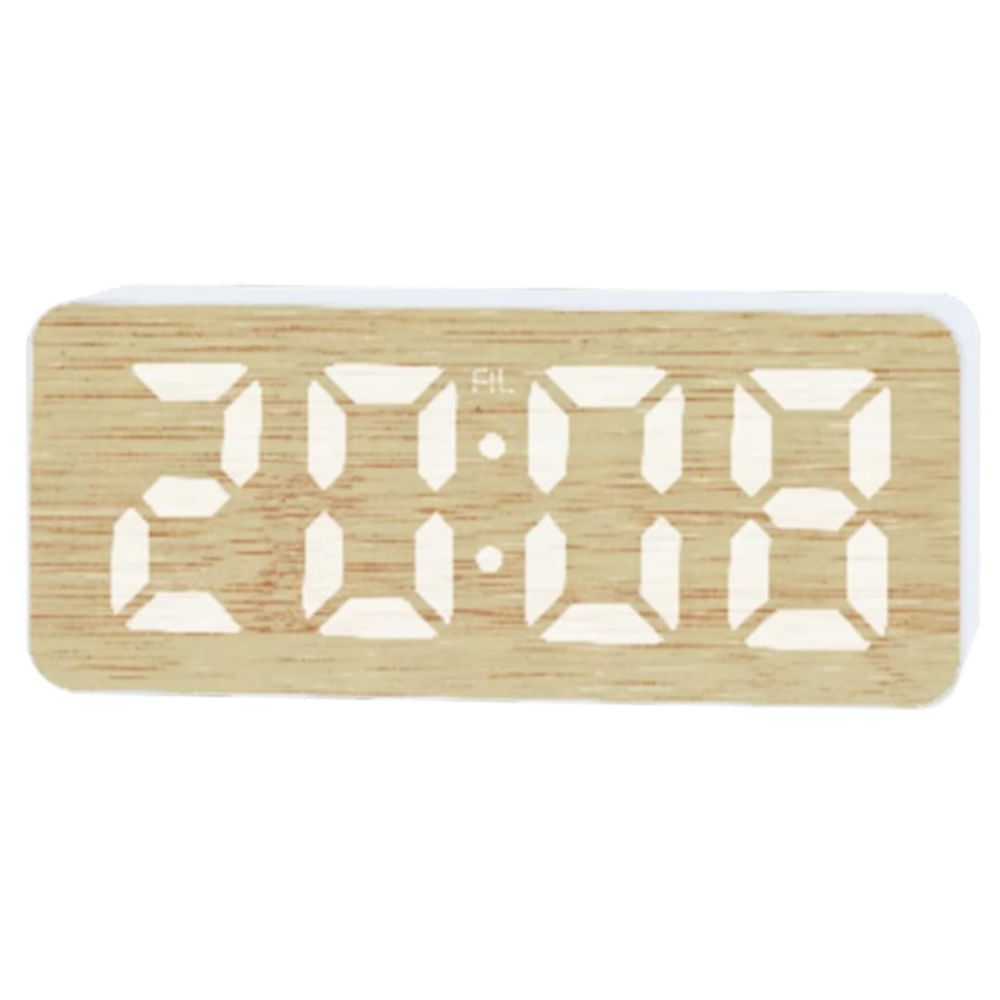 Reloj Despertador Pantalla LED Bamboo Temperatura Alarma Fecha