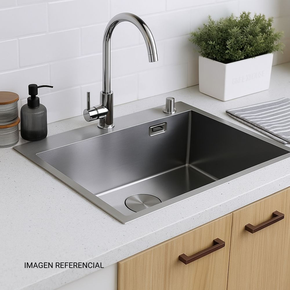 COMBO Lavadero 1 poza 55x45cm Embossed Pvd Orange + Mezcladora Monocomando Lavadero Mares Bali Vainsa