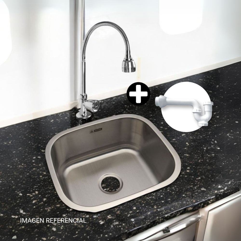 COMBO Lavadero Antartico 47.5x40cm Record + Llave lavadero Mueble Baru con pico flexible Italgrif