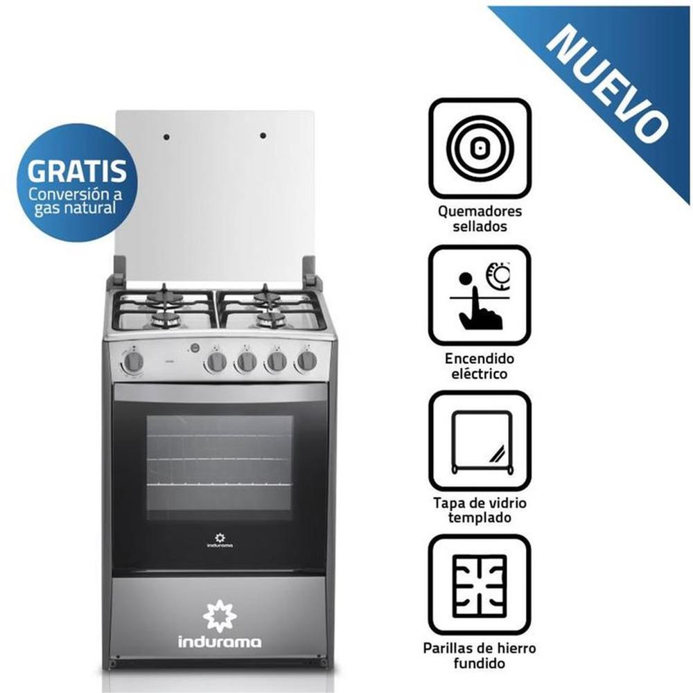 COCINA INDURAMA CORUÑA DE 4 HORNILLAS GRIS