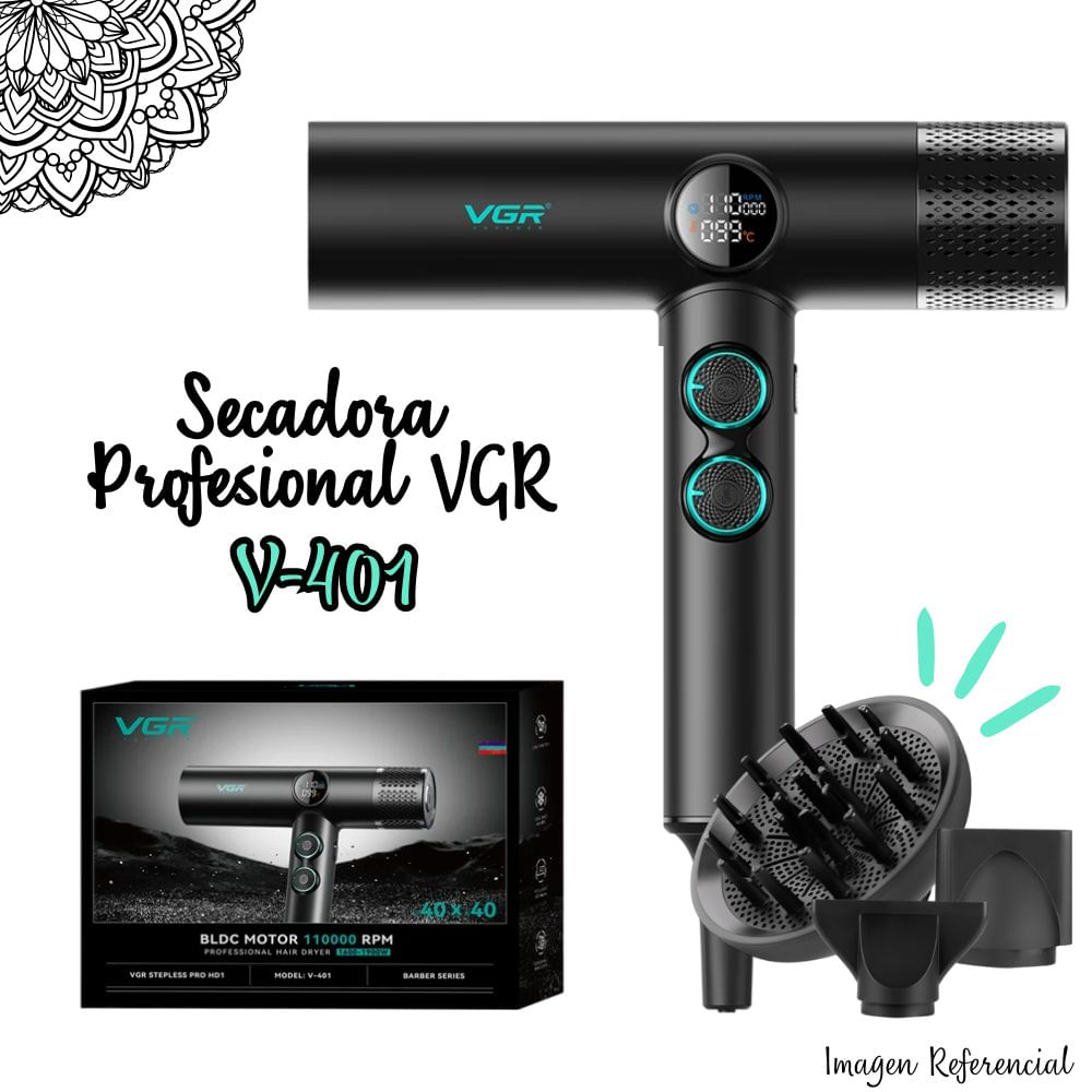 Secadora de Cabello VGR de 1900W - V-401-NG