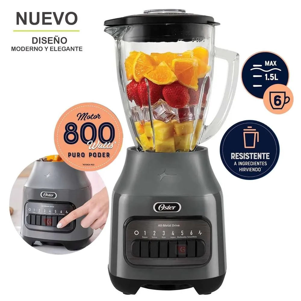 Licuadora de 6 Velocidades Oster BLSTPEG GPB 800W Gris