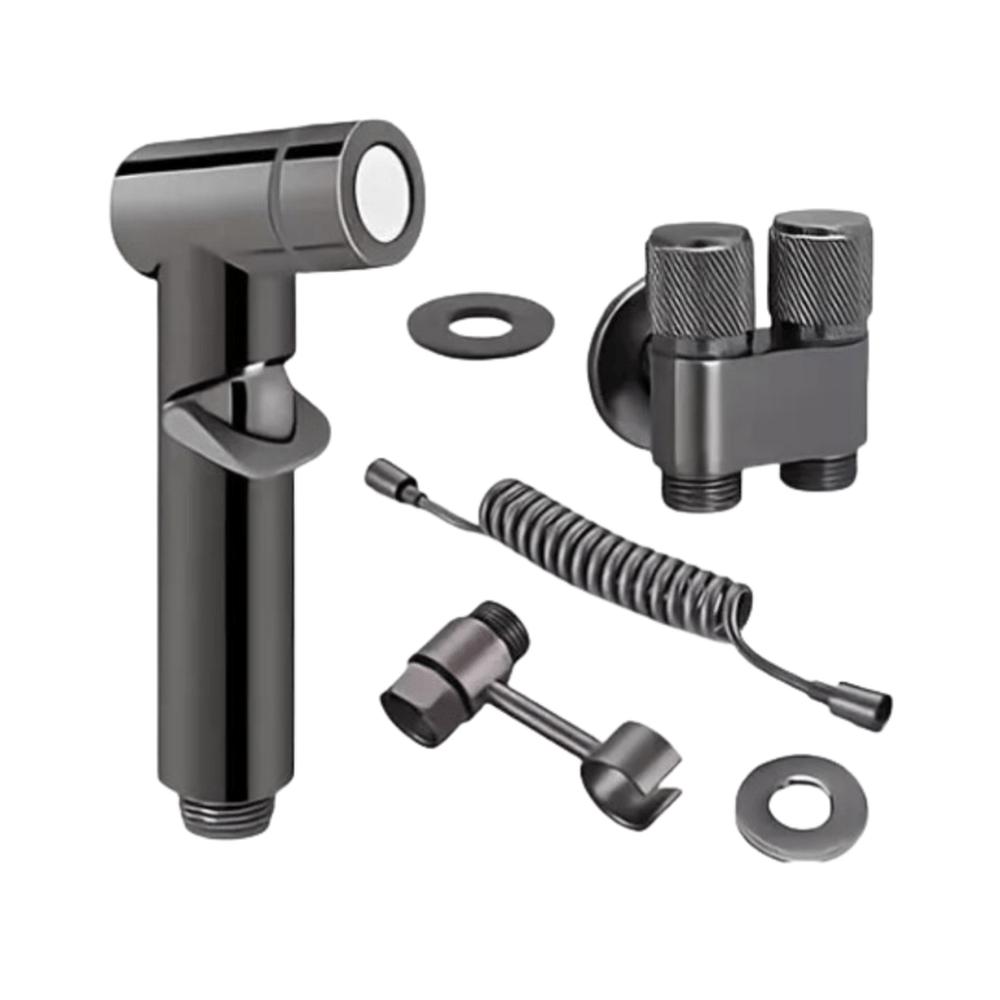 Ducha Bide Premium color gris plomo grafito con manguera retráctil