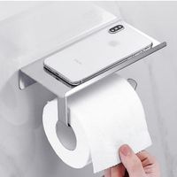 Porta Rollo de Papel Higiénico y Repisa de Acero Satinado Mate