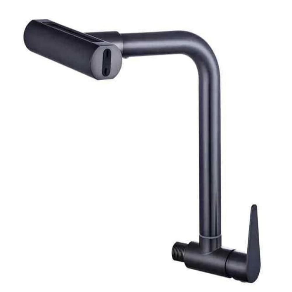 Grifo Cocina Pared de Acero 4 en 1 Rotación 360° Negro Mate