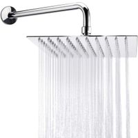 Cabezal Ducha Cuadrada Acero  de 20cm con Brazo de 40cm