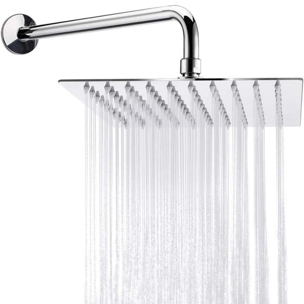 Cabezal Ducha Cuadrada Acero  de 20cm con Brazo de 40cm