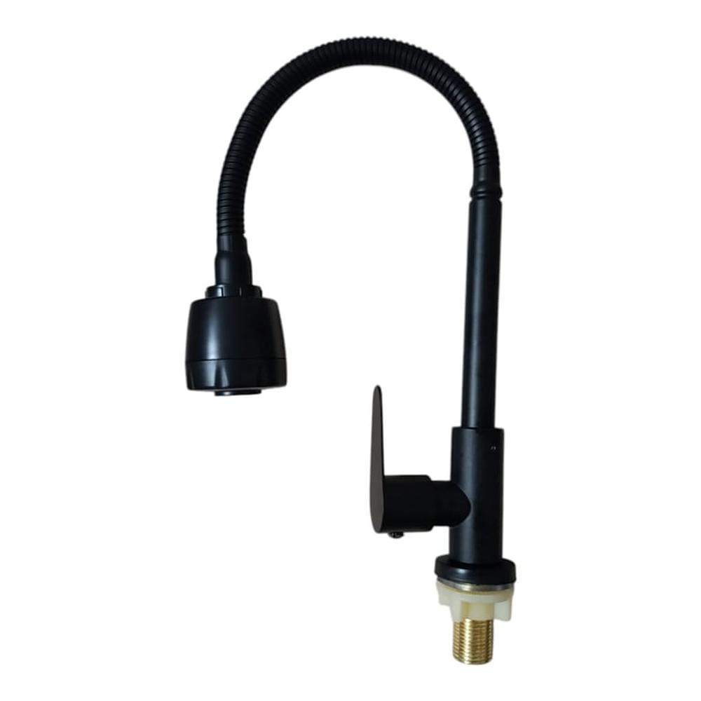 Grifo Monomando Cocina Flexible agua fría pico al mueble NEGRO MATE