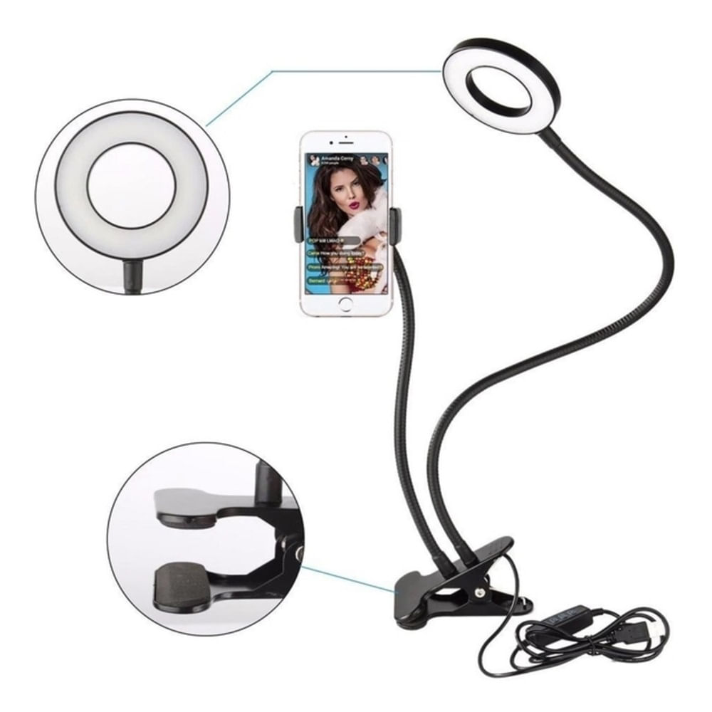 Aro De Luz Led 2 En 1 C/ Soporte Para Celular Videos Fotos