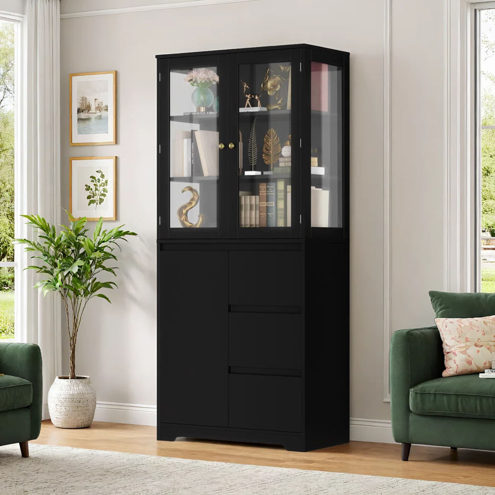 Vitrina Moderna Rinka Negro R&R MUEBLES