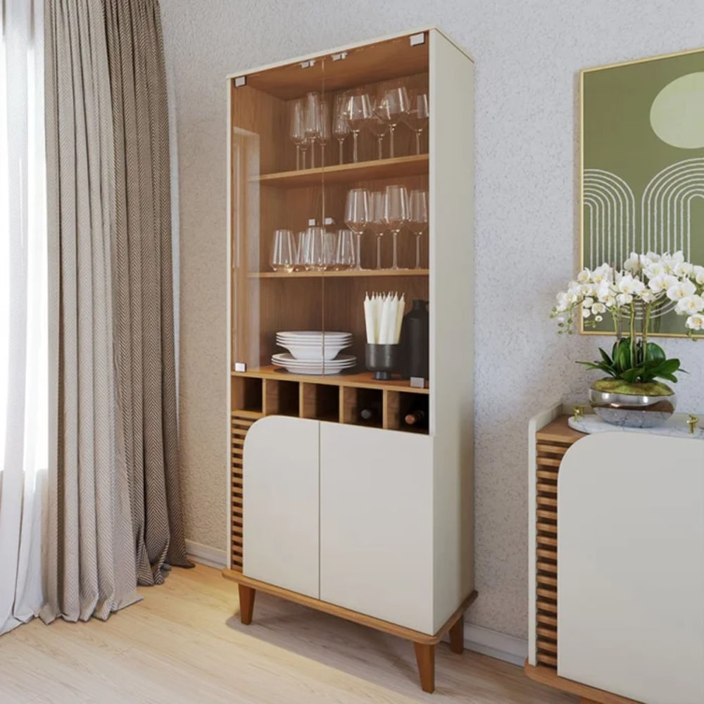 Vitrina Moderna Aburakawa Blanco con Marrón R&R MUEBLES