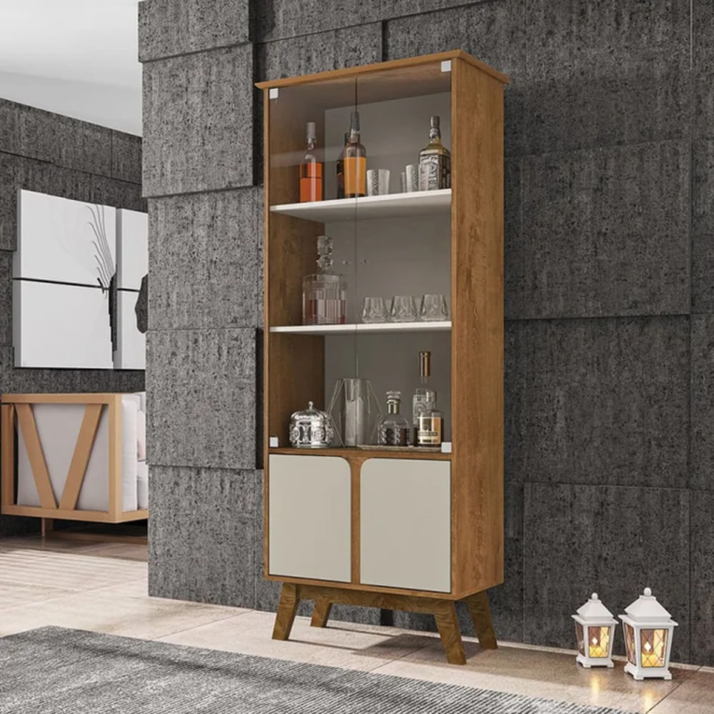 Vitrina Moderna Hibachi Marrón y Blanco R&R MUEBLES