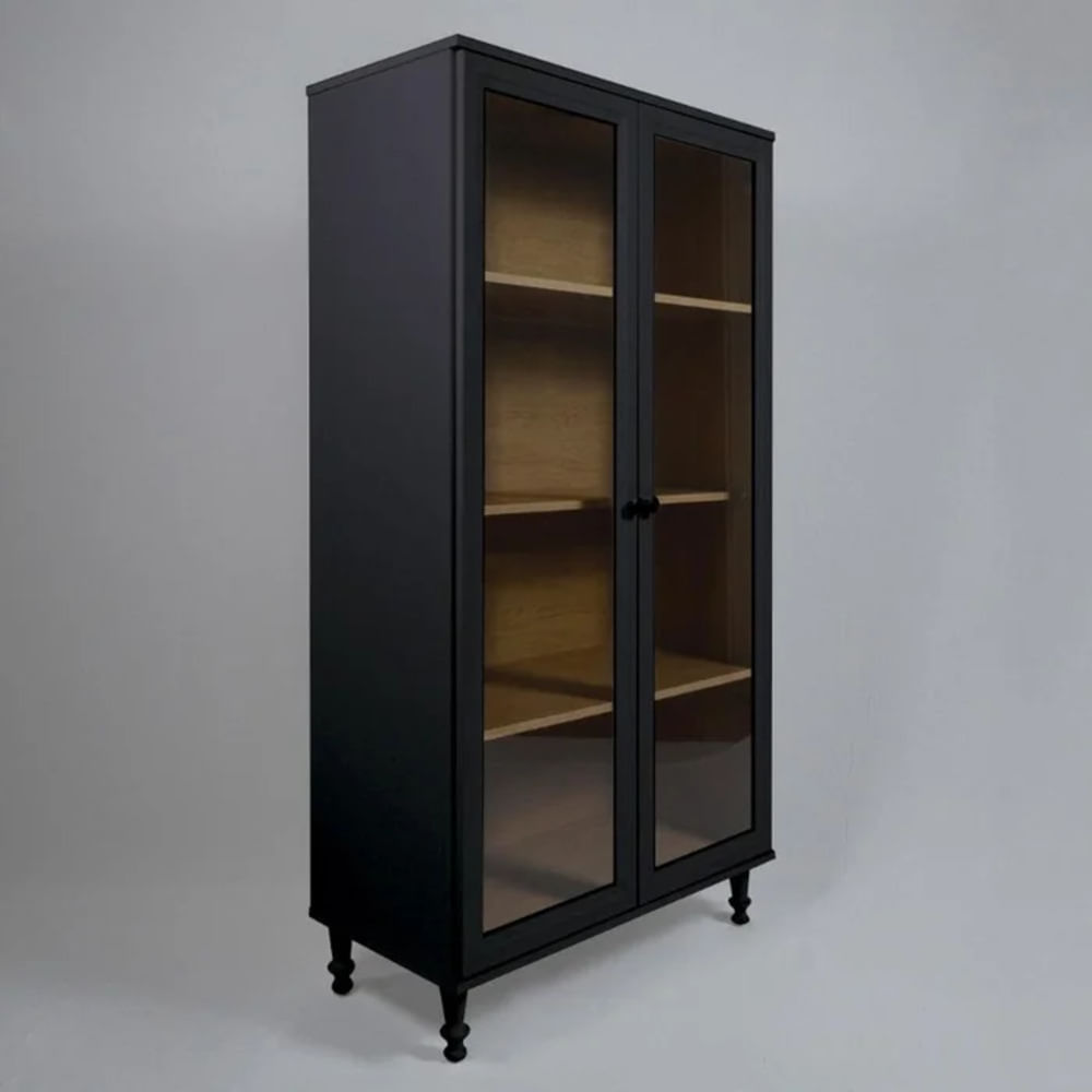 Vitrina Moderna Jinbee Negro con Marrón R&R MUEBLES