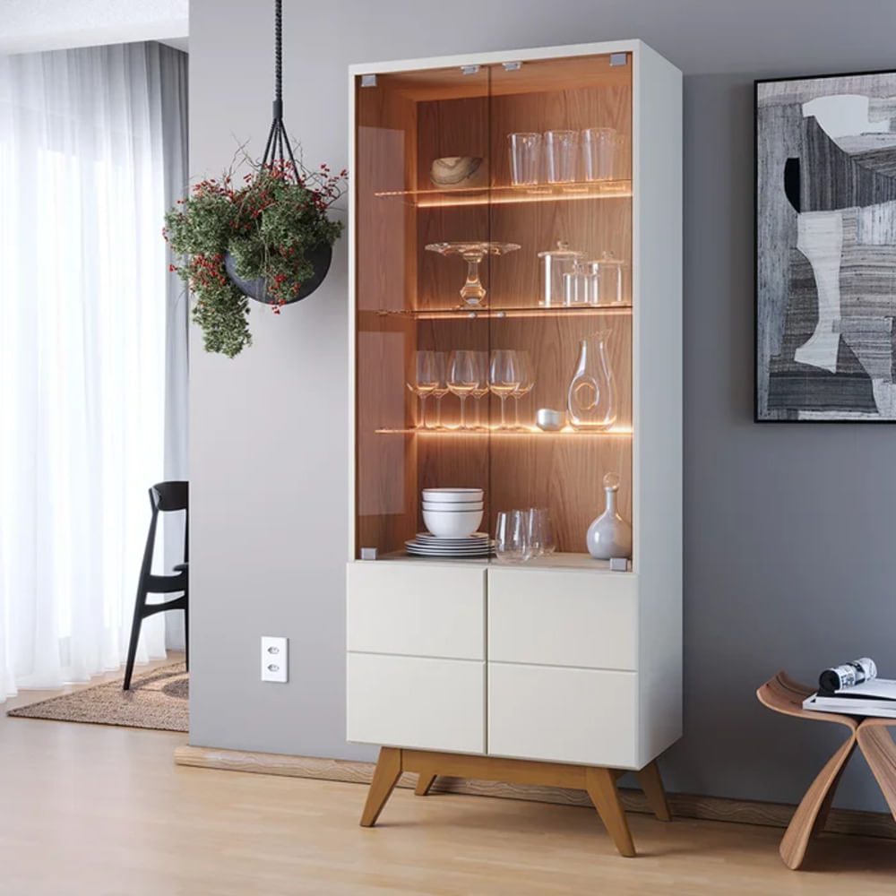 Vitrina Moderna Saizo Blanco con Marrón R&R MUEBLES