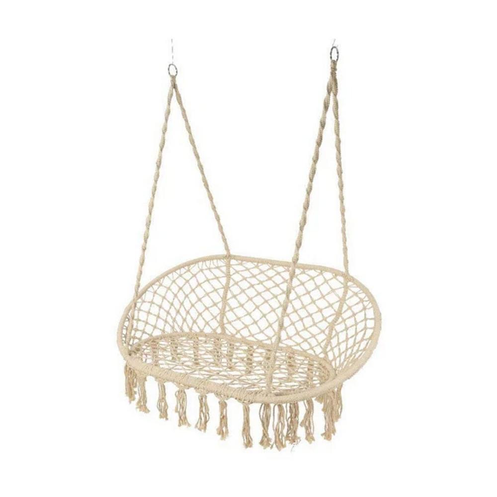 Silla Colgante Hamaca Doble Acolchonada Blanca Premium 120cm