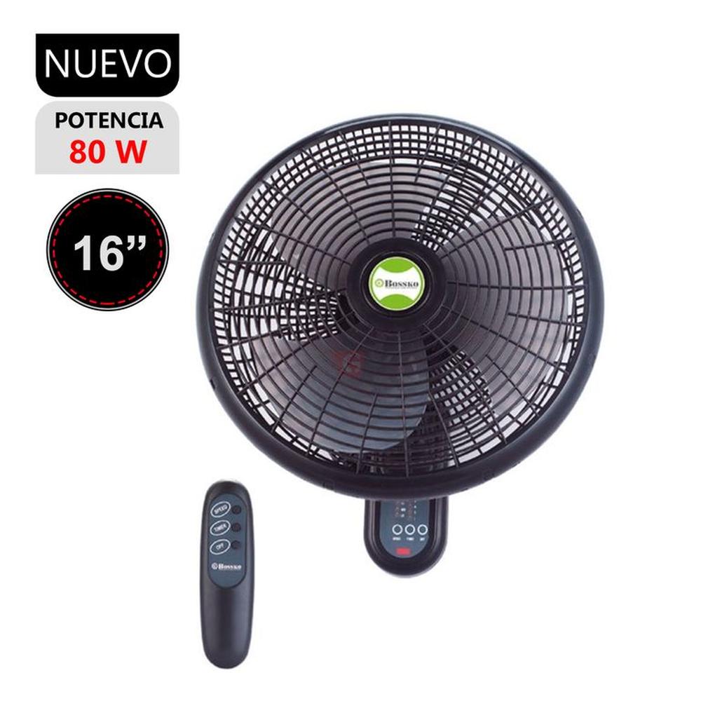 Ventilador De Pared Bossko BK-8210PD Con Control Remoto Negro