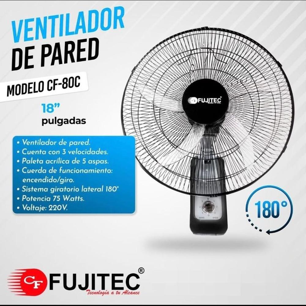 Ventilador De Pared Fujitec 18"" 75 Watts cf-80 Negro