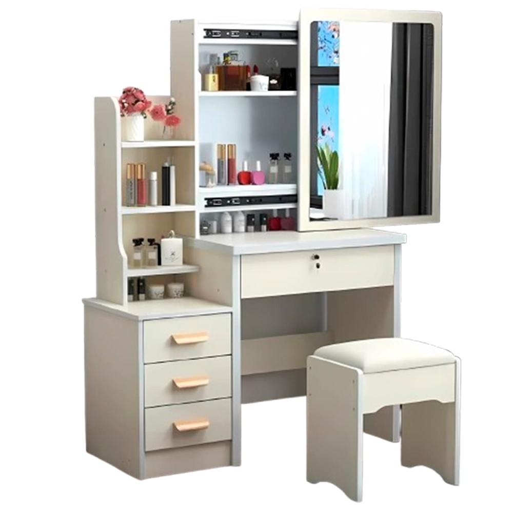 Tocador de 4 Cajones con Sillón Premium | Beige