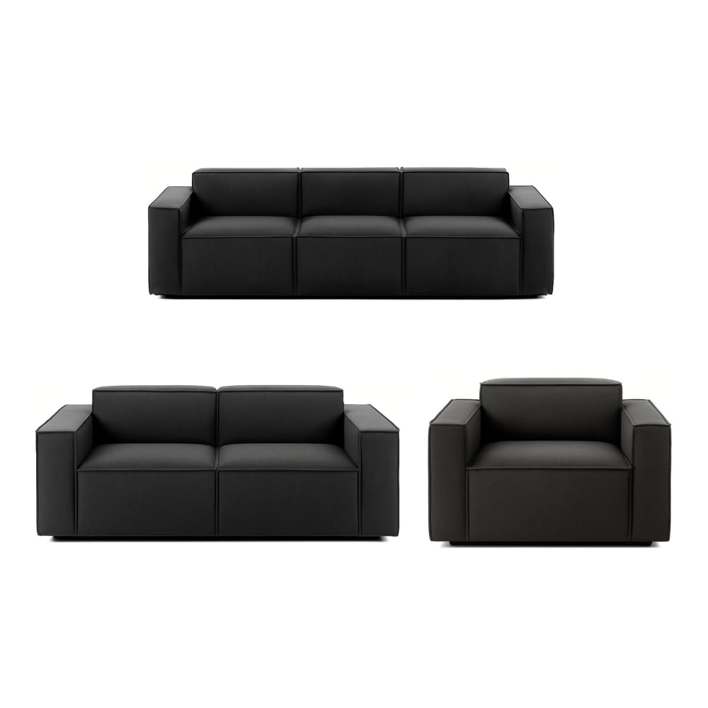 Juego de Sala 3 2 1 Vitoriano Gris Oscuro