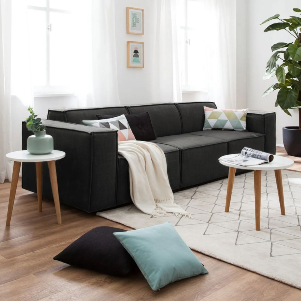 Sofá 3 Cuerpos Vitoriano Gris Oscuro