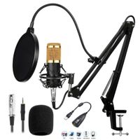 Kit Micrófono Condensador Para Estudio Pc Lapto Podcast BM800 Dorado
