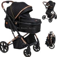 COCHE DE LUJO MOISES PARA BEBE PLEGADO COMPACTO NEGRO