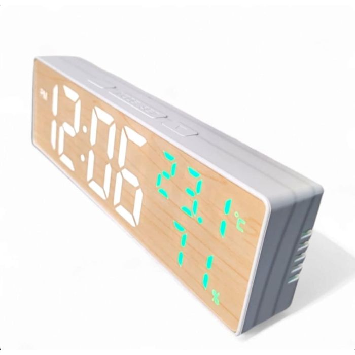 Reloj Despertador LED Alarma Digital con Pantalla de Madera Grande