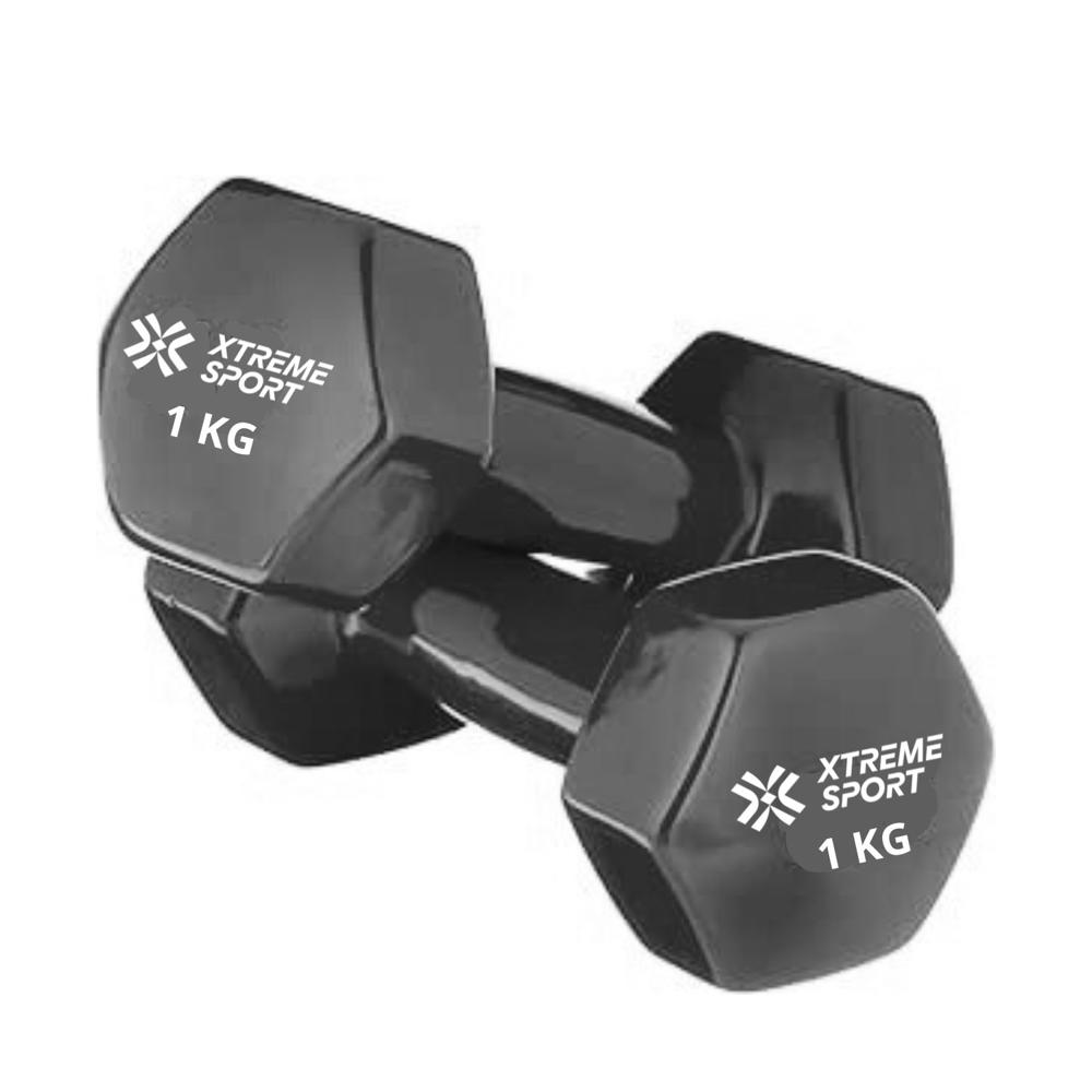 Mancuernas Xtreme Pesas De 1kg Fitness De Vinil X2 Negro