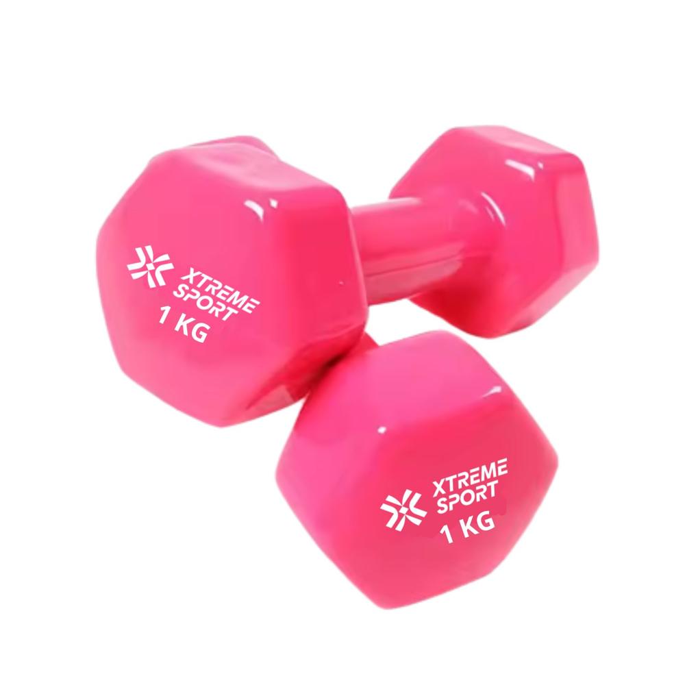 Mancuernas Xtreme Pesas De 1kg Fitness De Vinil X2 Rosa
