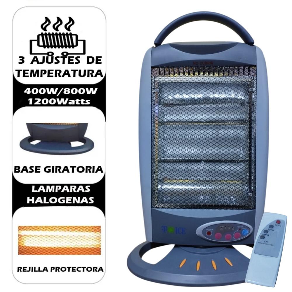 Estufa Halógena YQ 12SHR Con Control Remoto Antivuelco Oscilación