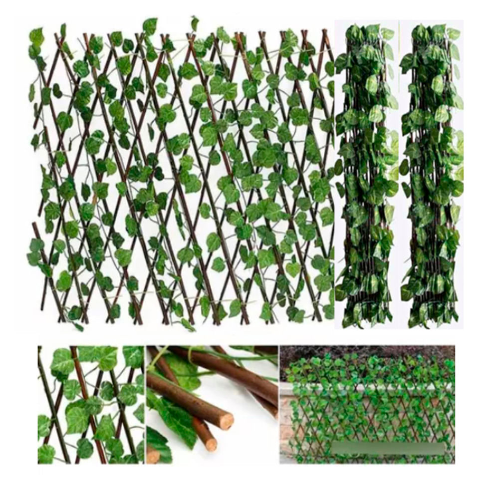 Cerco Artificial Extensible con Hojas grass retractil 3m Pack 2 unid