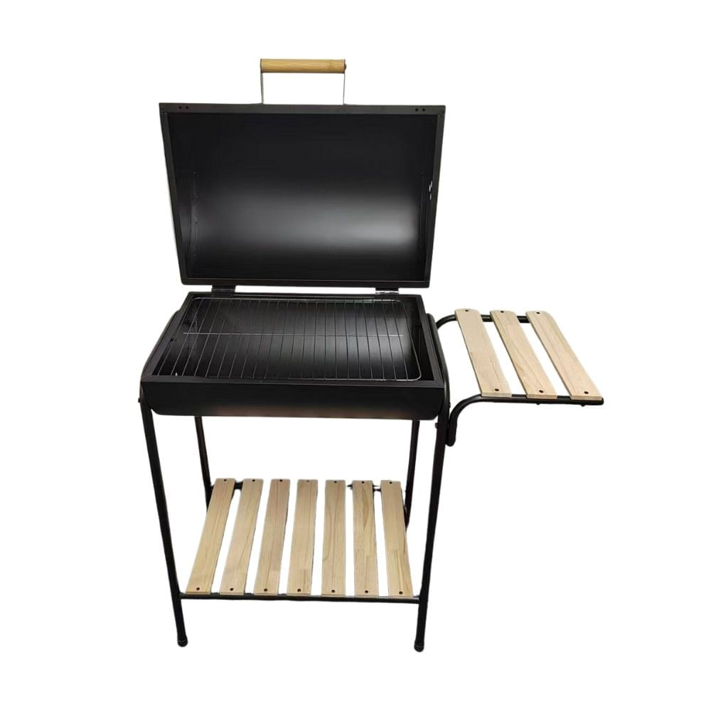 Parrilla al Carbón Cilíndrica con Tapa + Parrilla + Soporte 77x100x32cm Orange