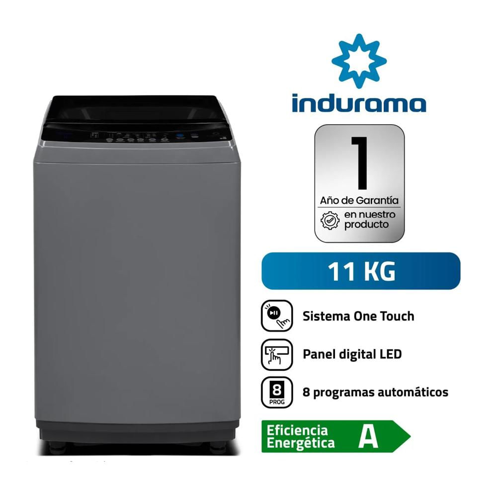 LAVADORA INDURAMA 11KG GRIS LRI-11DGR