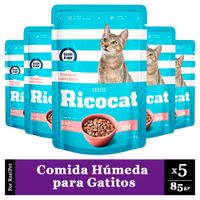 Pack x5 Comida Húmeda para Gatito Ricocat Carne 85gr