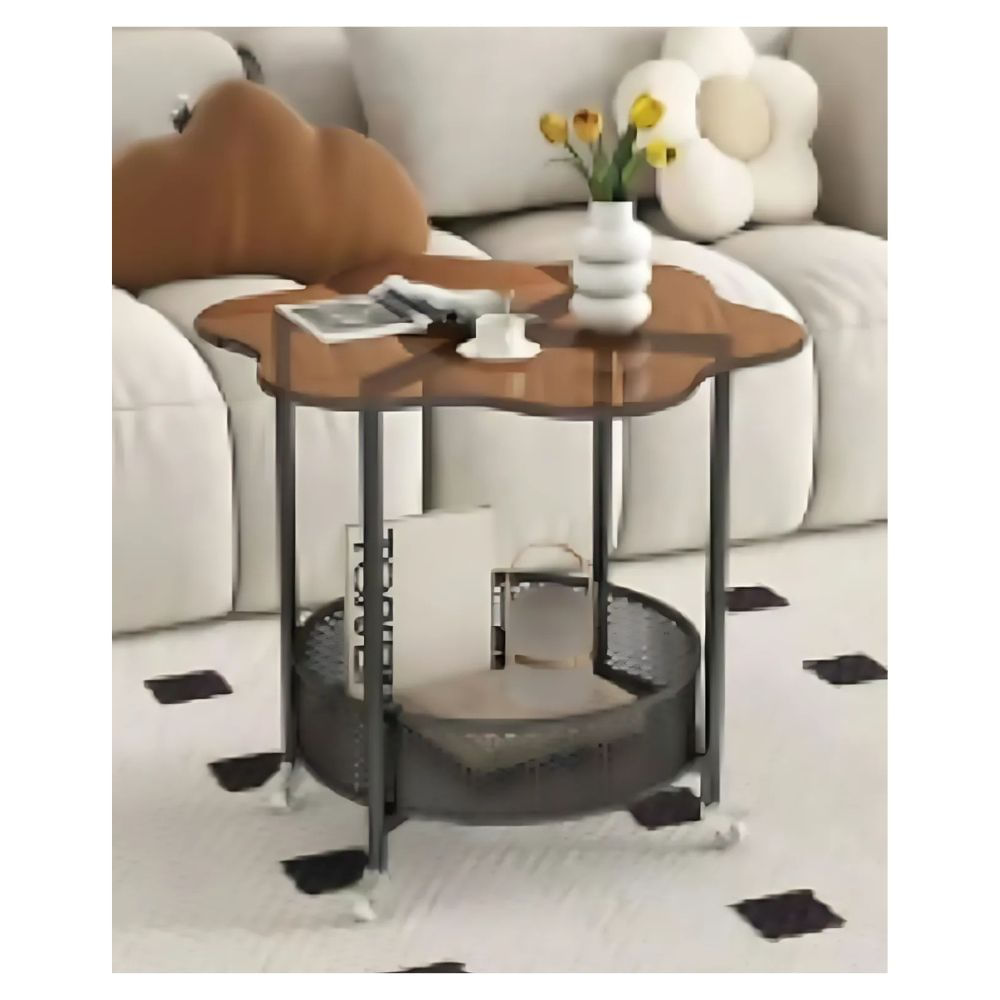 Mesa de Centro o Auxiliar Estilo Flowers Vidrio Multiuso