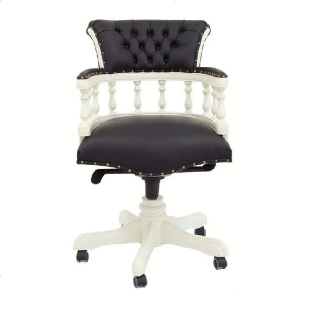 SILLA GIRATORIA DMUEBLES QUIN DE ESCRITORIO BLANCO CON NEGRO